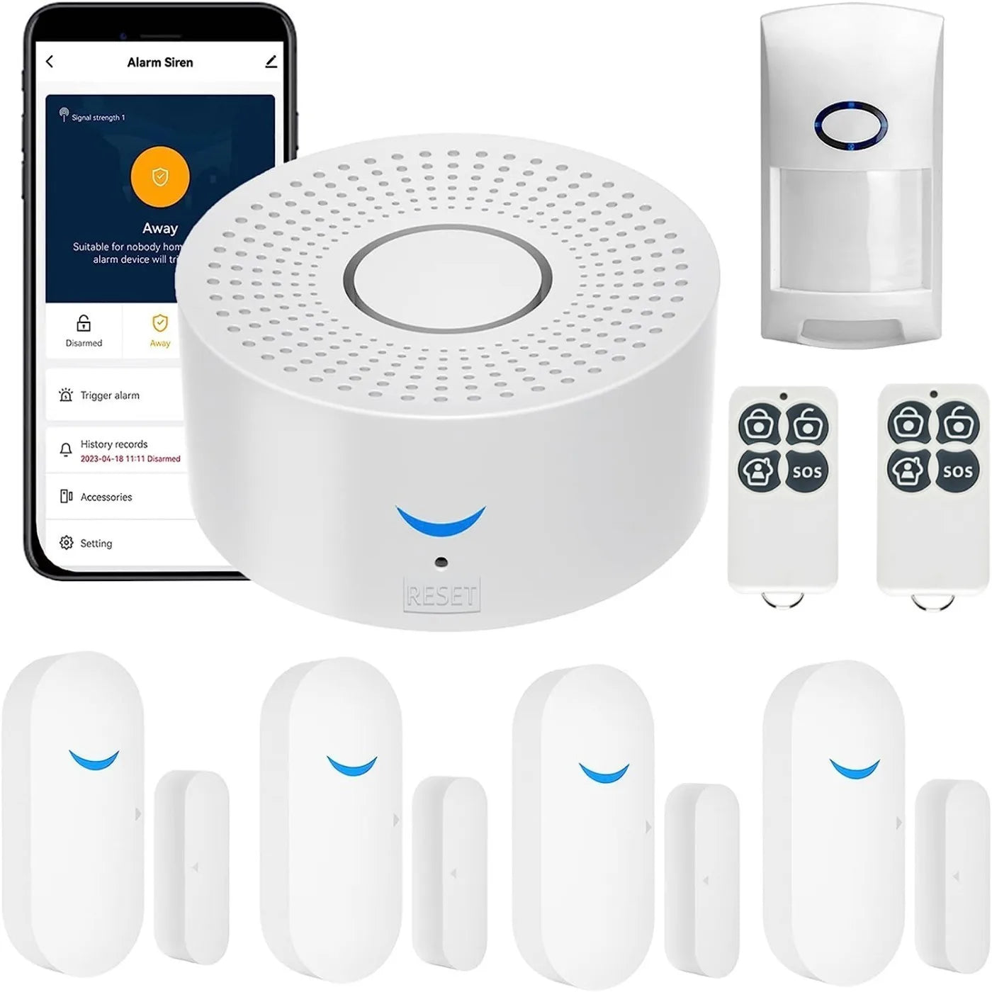 Système d'alarme de sécurité sans fil avec capteur de mouvement, sirène anti-cambriolage, Wi-Fi, maison intelligente, tournesol, application Smart Life