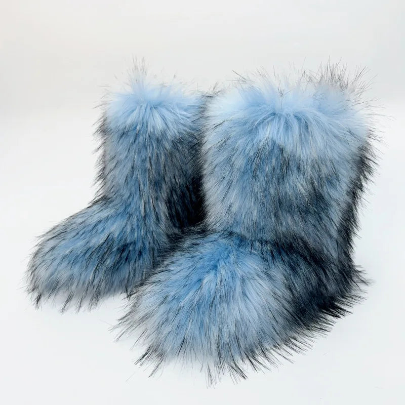 Bottes de neige mi-mollet en fourrure pour femmes et filles, chaussures en peluche chaudes, plate-forme extérieure, document solide, mignon, hiver, Y2K, 2023