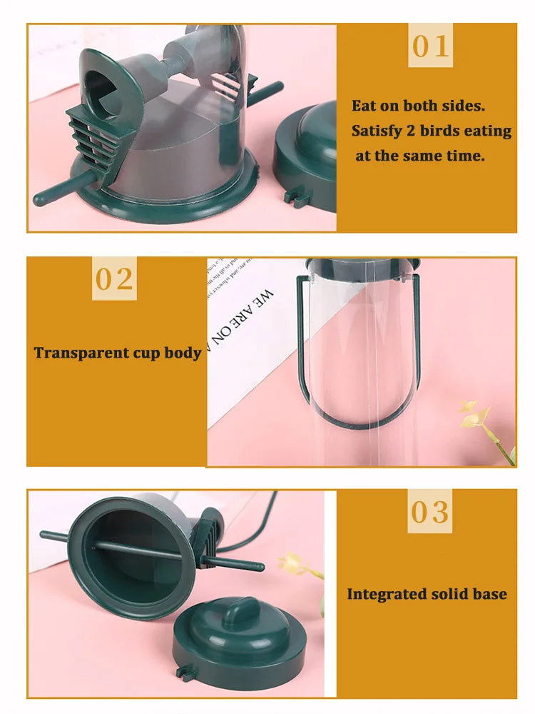 Pet bird feeder, outdoor hanging food dispenser, multiple holes, small bird feeder, automatic foot feeder, bird supplies