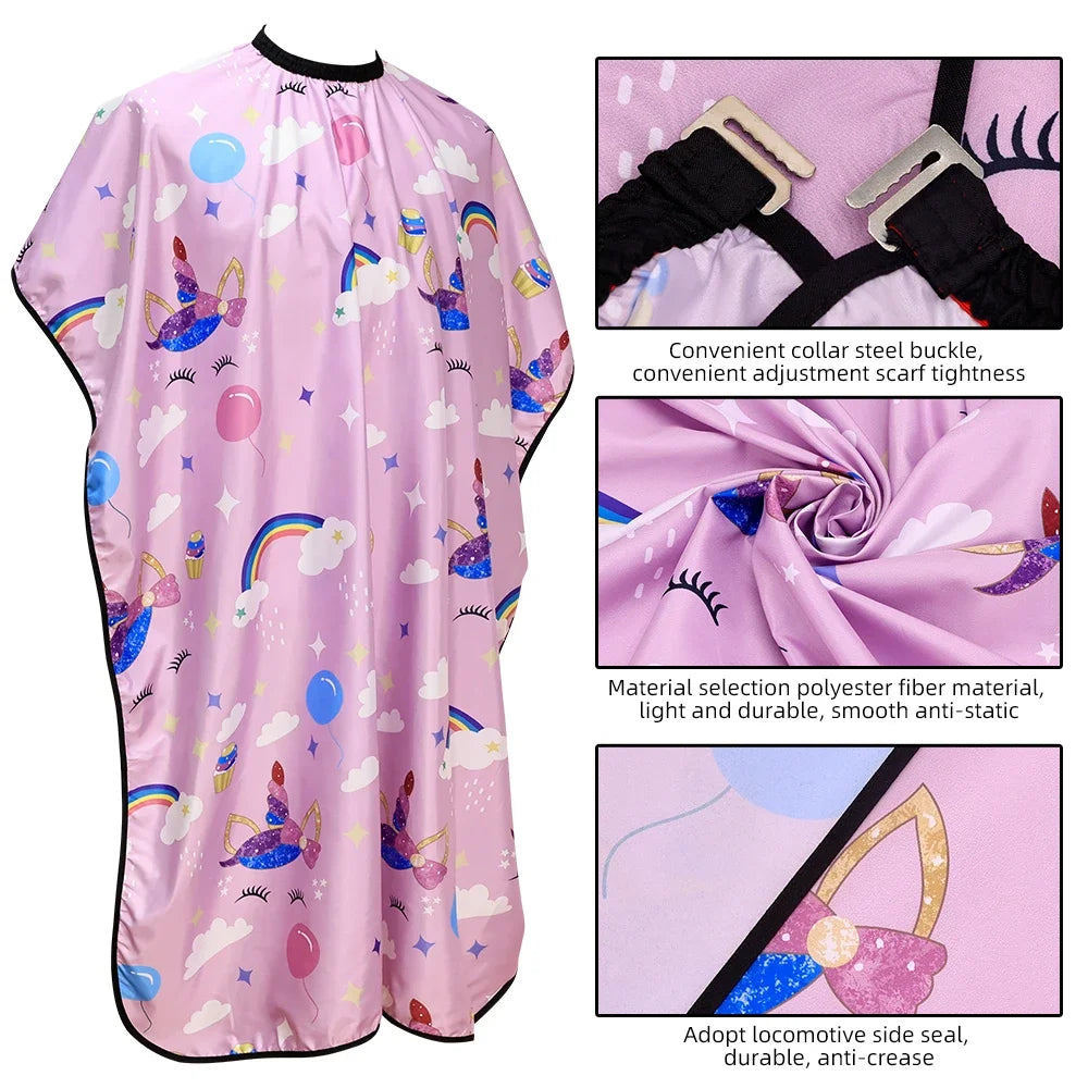 Cape de coiffure pour enfants, motif de dessin animé, robe de coiffure pour salon de coiffure, tissu pour coiffeur pour enfants, expérience de coupe de cheveux