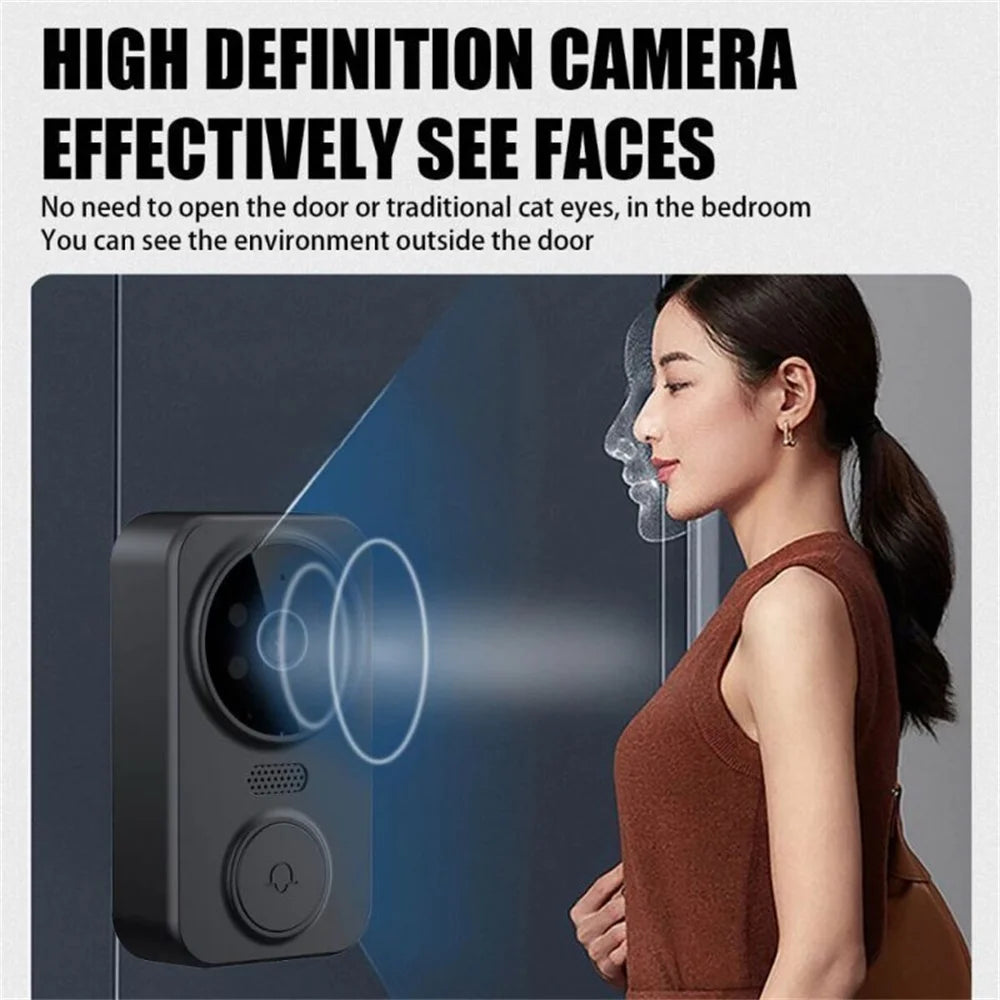 Ensemble de caméra de sonnette vidéo sans fil, caméra de sécurité intelligente avec Vision nocturne, WiFi 2.4G, HD, détection de mouvement, stockage en nuage