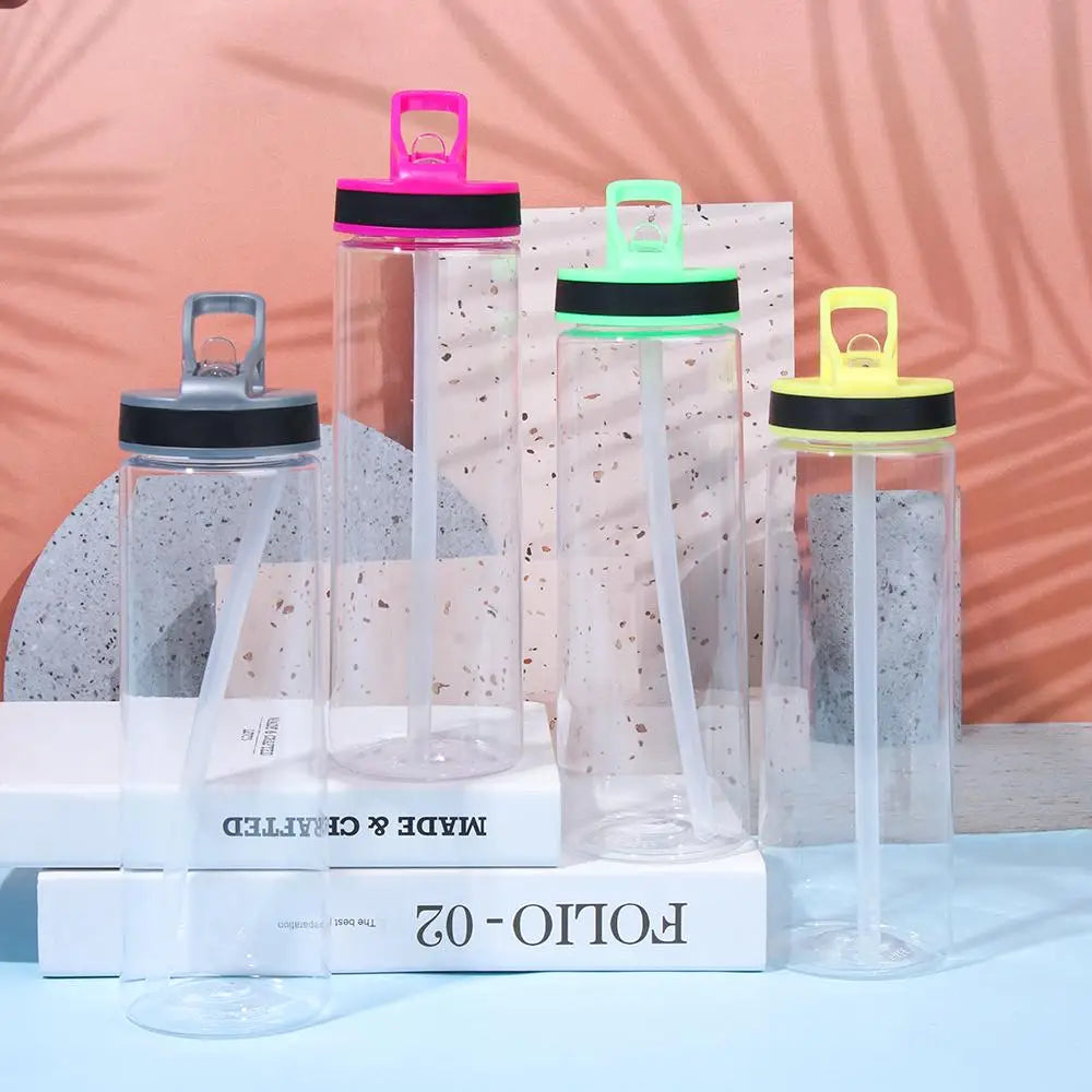 Bouteille d'Eau en Plastique Écologique pour Enfant, Gourde avec Paille, pour le dehors, la Randonnée, le Camping, l'École, sans BPA