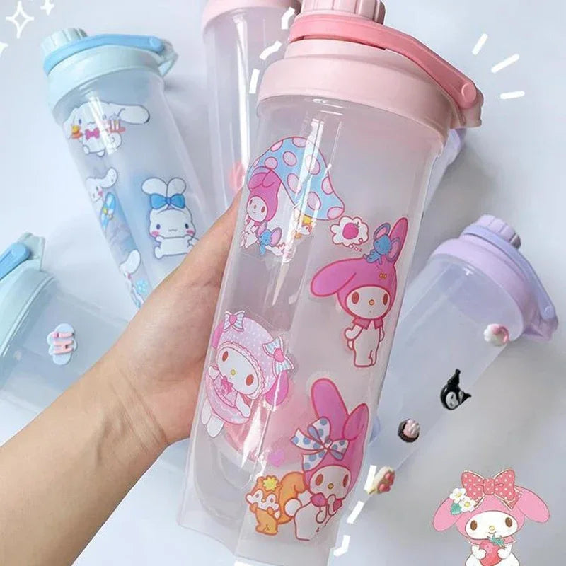 Sanrio – bouteille Shaker de Sport, bouteille de mélange de protéines de lactosérum et de poudre, bouteille de boisson en plastique Portable pour l'extérieur, Fitness, gymnastique