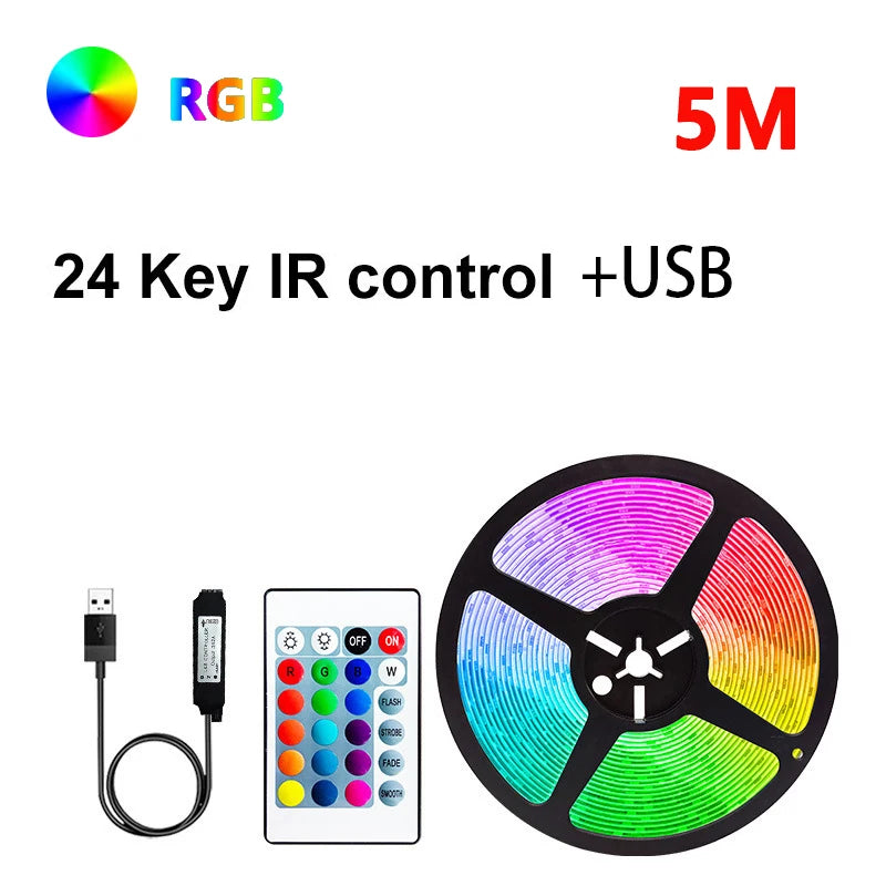 Bande Lumineuse LED RVB avec Contrôle Bluetooth, USB 5V, Rétro-Éclairage TV, Décoration de ix, Mariage