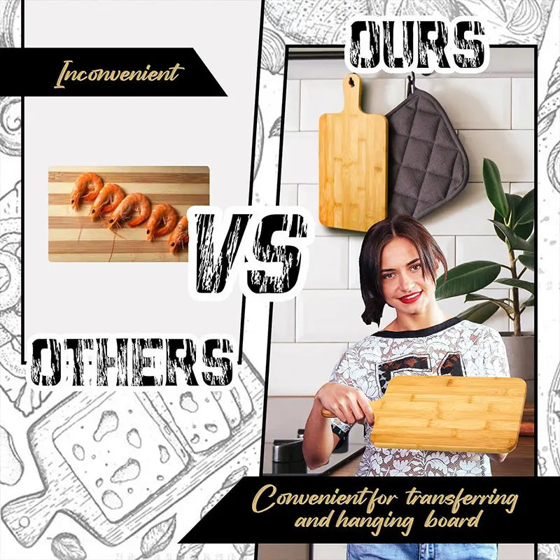 Planche à découper en bambou avec poignée, grande planche de service en bois, planches à découper de cuisine pour Pizza, légumes, viande