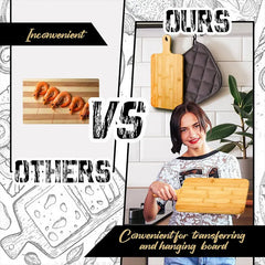Planche à découper en bambou avec poignée, grande planche de service en bois, planches à découper de cuisine pour Pizza, légumes, viande