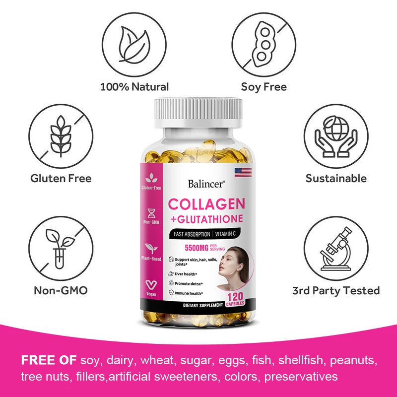 Capsules de vitamines au collagène pour cheveux, peau et N64., supplément de collagène de qualité supérieure