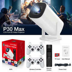 Projecteur de jeu 3D P30MAX, Console de jeu vidéo rétro, contrôleur sans fil 4K ULTRA HD, plug and play, Android11 BT5.0, cinéma maison 720P
