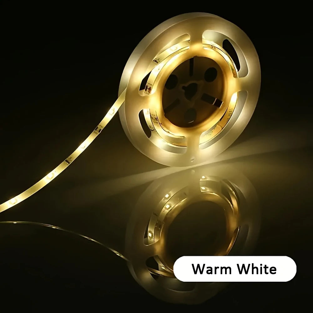 USB DC 5V 2835 LED strip light, white/warm white, with on/off switch, for bedroom, mirror, wardrobe, cabinet, TV