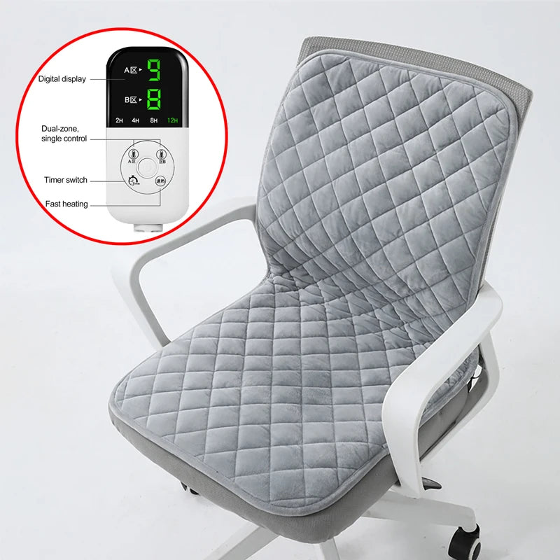 Electric heated seat cushion 45x90cm, heated mat for office chair, smart timer, heating cushion for winter, integrated backrest cushion 220V