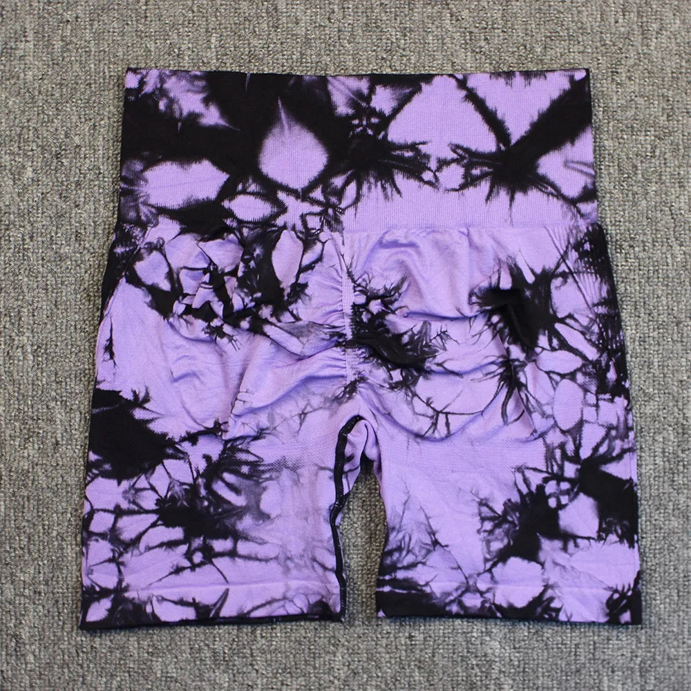 Short de Yoga Tie-Dye pour femmes, short de sport à haute élasticité, Push Up, course à pied, entraînement, Fitness, Leggings de sport courts pour femmes