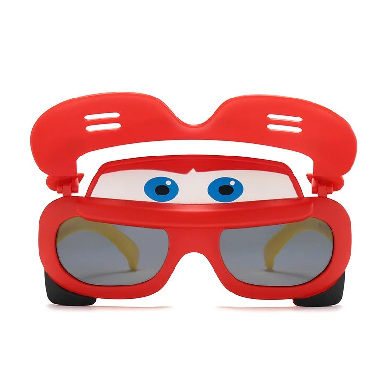 Dessin animé voiture fête polarisé enfants lunettes de soleil lunettes enfants voiture Flip couverture lunettes enfant doux protéger ombre lunettes UV400 Oculos