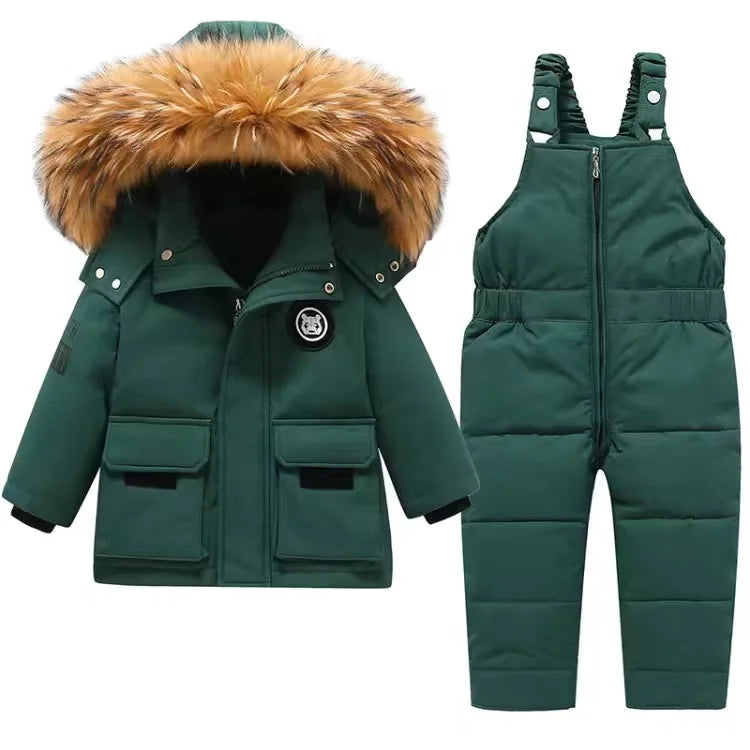 Toddler clothing sets, baby girl winter snowsuits, warm down jackets, faux fur hooded jumpsuits, wetsuits, 0-3 years