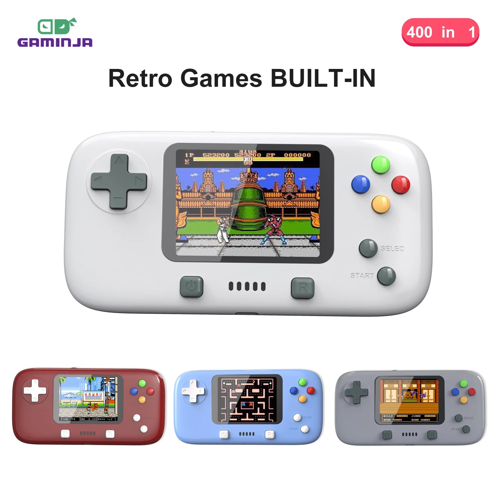 GAMINJA GC76 400 in 1 Classic Games Handheld Portable Game Console 2.8 inch Video Game Console Portable Game for Kids Gift