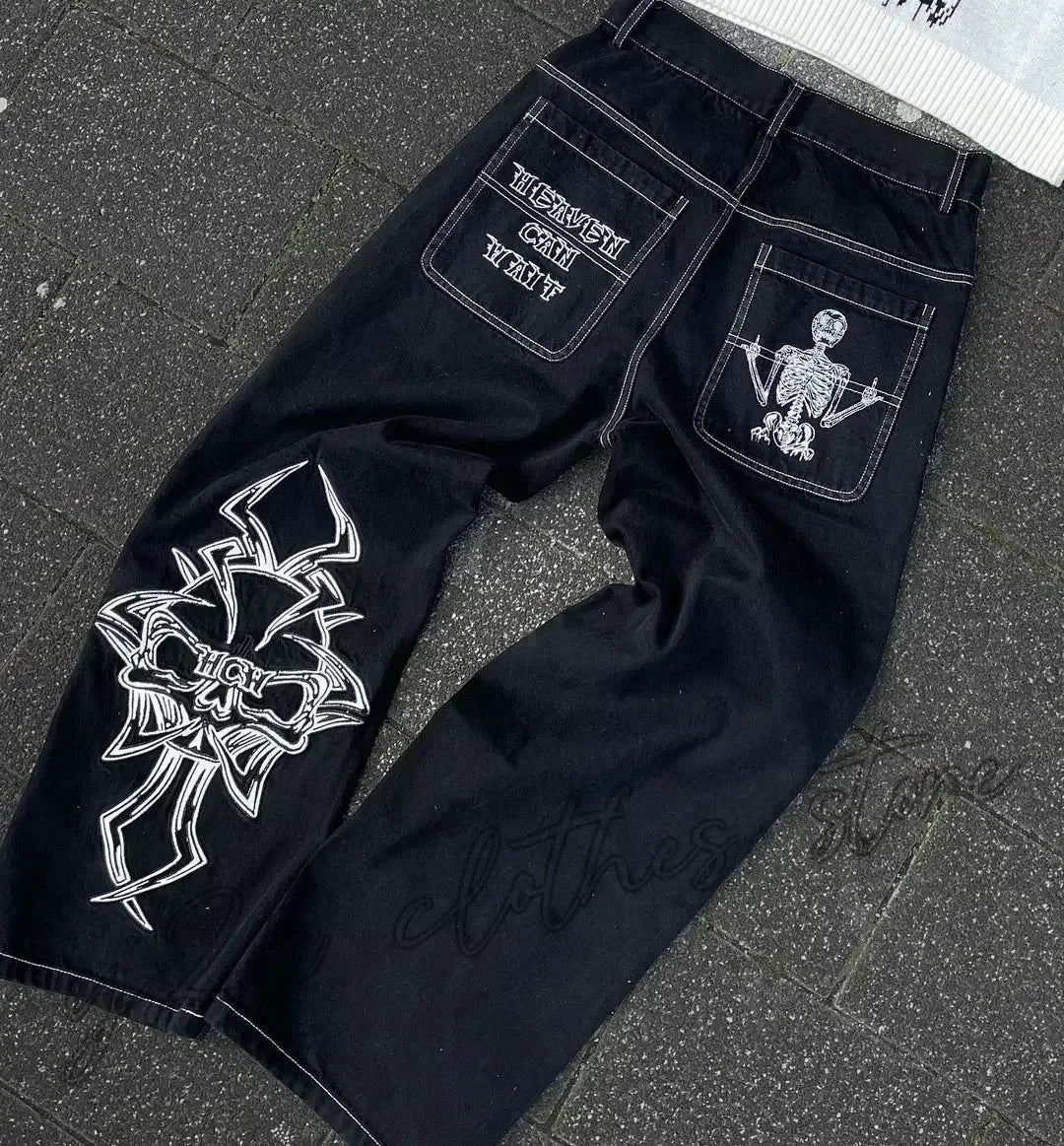 American Y2K 2025 New Baggy Wide Leg Black Oversized Jeans Women's Casual Street Joker Denim Pants Couple Jeans Vintage Streetwear