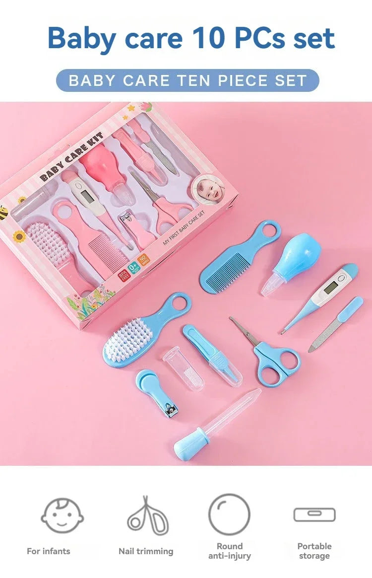Soins de santé des cheveux thermomètre brosse de toilettage tondeuse anneau de dentition brosse à dents Kit bébé essentiels 10 pièces bébé coupe-ongles ensemble de soins enfant