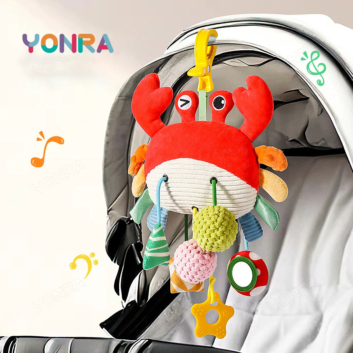 Jouets mentaires oriels de ficelle de nervure en peluche avec hochet, jouets Montessori pour bébés, tout-petits, berceaux, cadeaux d'anniversaire, jouets de voyage