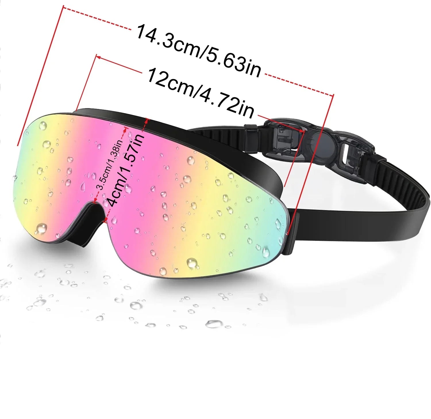 Lunettes de natation polarisées pour enfants de 4 à 16 ans, avec spray de brouillard, bouchon d'oreille à clip antarctique, vue large, anti-buée et anti-fuite