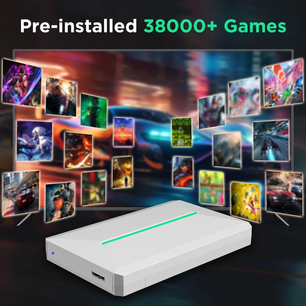 PC/consoles de jeux rétro et disque dur pour PS3/PS2/PS1/Switch/Dreamcast/Saturn/WIIU avec plus de 38000 jeux et 42 jeux PC pour WIN PC/ordinateur portable
