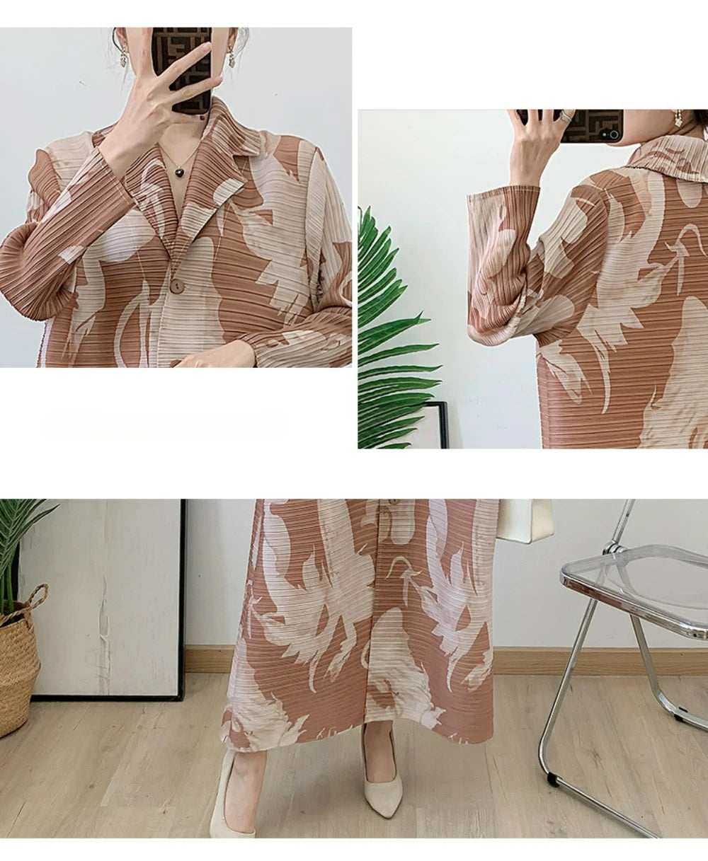 Robe imprimée à col en v pour maman, nouvelle mode d'âge moyen et âgée, manches sept-quarts, jupe plissée verte X, printemps 2025