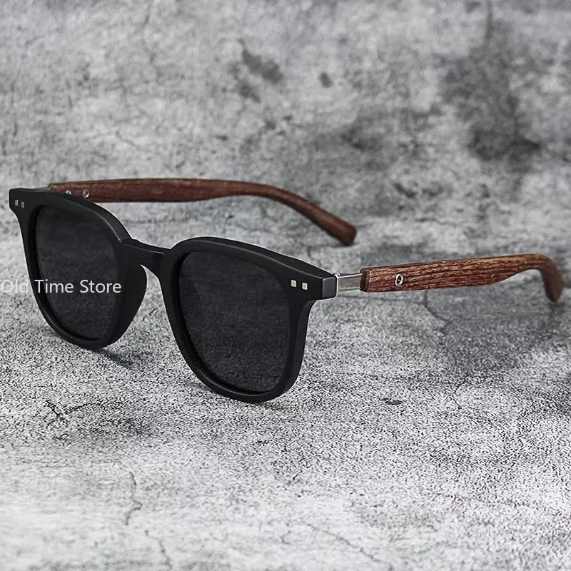 Lunettes De soleil classiques à jambes miroir en Grain De bois pour hommes, petite monture carrée, lunettes De haute qualité pour femmes, UV400 Oculos De Sol