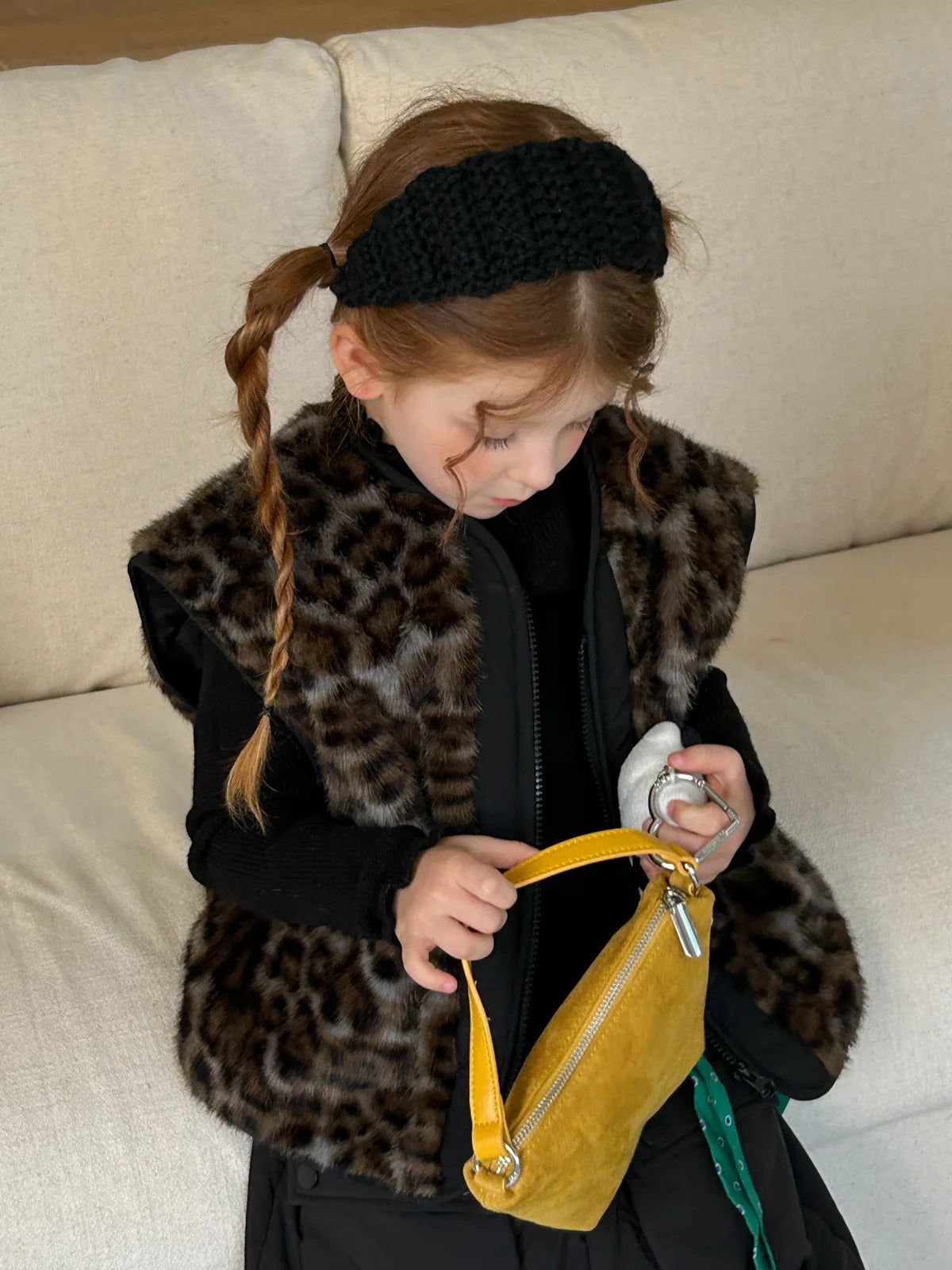 Manteau d'hiver pour filles, nouvelle mode, style occidental, fourrure intégrée, imprimé léopard, gilet en fourrure, tenue chaude quotidienne, 2025
