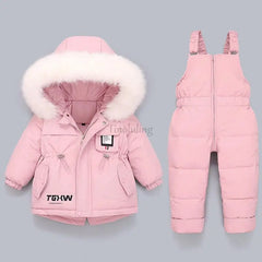 Ensembles de vêtements pour tout-petits, combinaisons de neige d'hiver pour bébés filles, doudounes chaudes, combinaisons à capuche en fourrure optique, combinaisons trempées, 0-3 ans