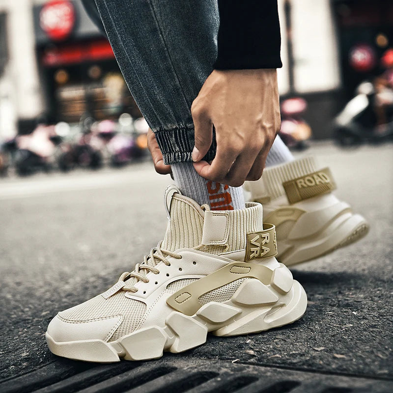 Chaussures pour hommes nouveau haut de gamme Beige hommes baskets grosses hommes chaussures rehausser la mode décontracté grande taille amortissement chaussures de Tennis Zapatillas