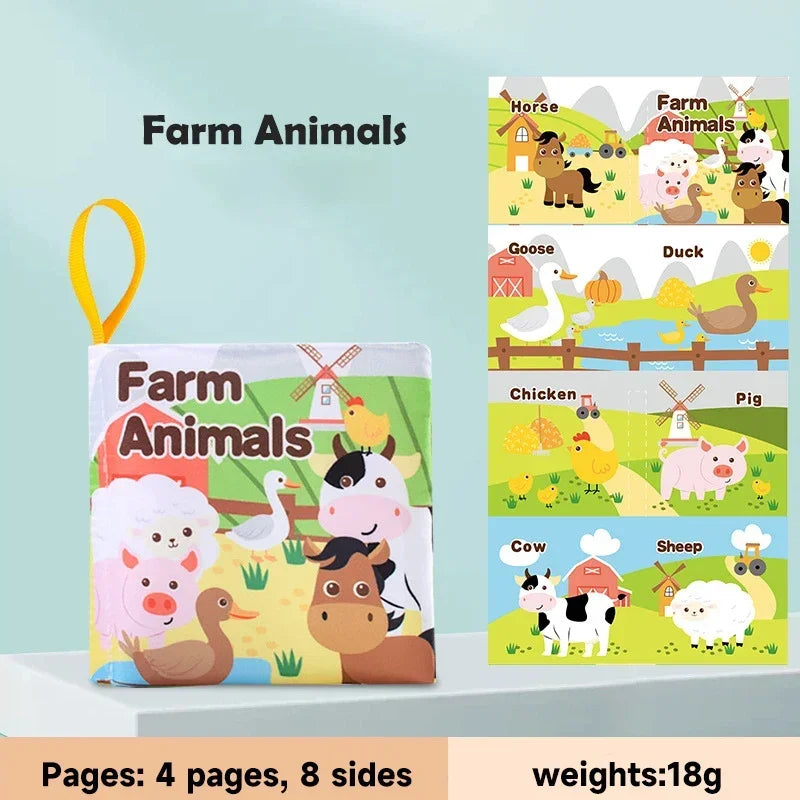 Livre de grillades doux pour enfants, jouets pour enfants précoces, son de bruissement, fruits, nombres d'animaux, moyens de transport alimentaires