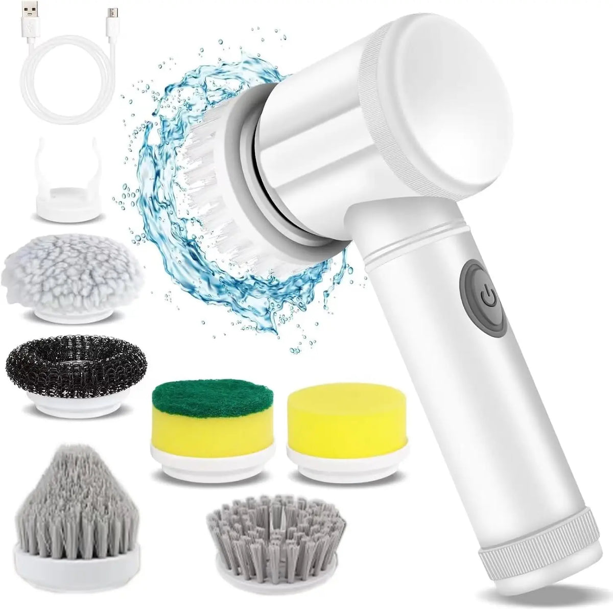 Épurateur électrique à rotation pour le nettoyage de la salle de bain et de la cuisine! Avec 5 têtes de brosse de nettoyage électriques idéales pour baignoire, évier de fenêtre de carrelage