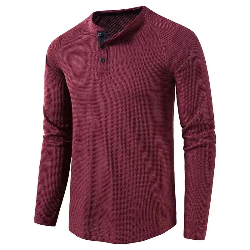 Nouveaux T-Shirts pour hommes pour l'automne et l'hiver, sous-vêtements à manches longues de couleur unie pour hommes européens et américains, chemises Henry pour hommes