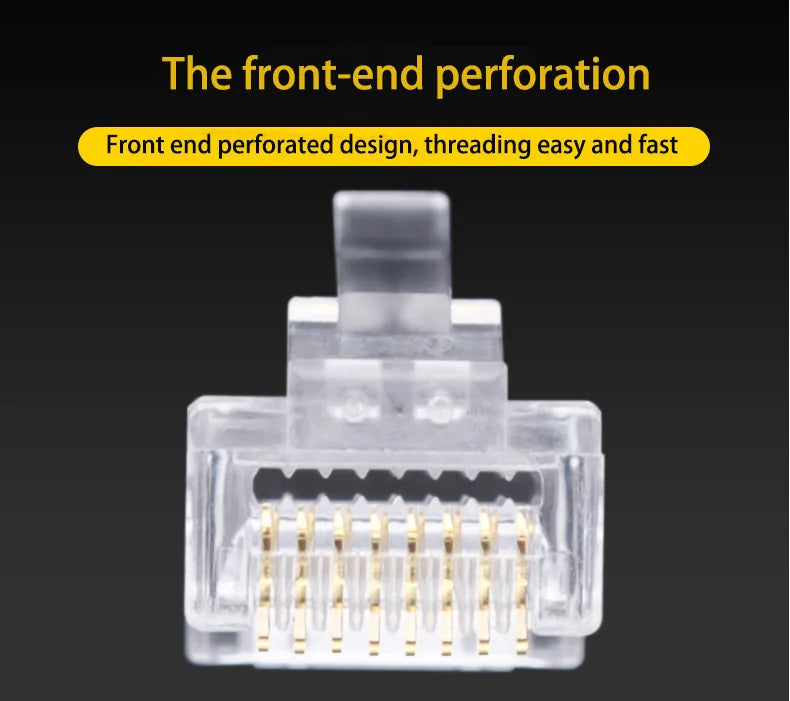 Connecteurs de passage RJ45 CAT6 CAT5e, 100 pièces/lot, extrémité en cristal plaquée or, sertissage 8P8C, prise modulaire de réseau Ethernet Standard UTP