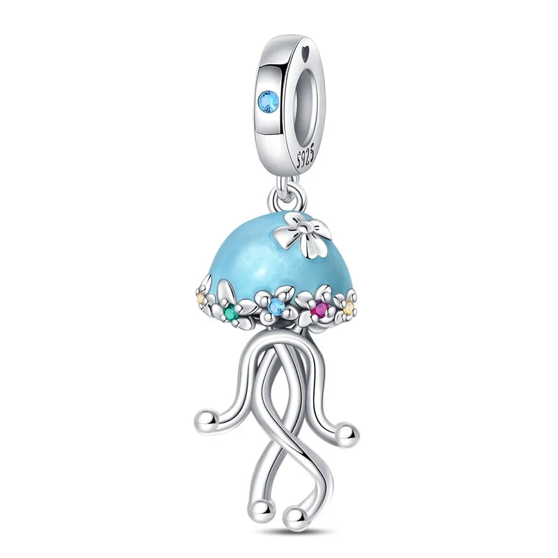Pendentif de Collection d'écologie marine en argent Sterling 925, mignon, méduse, hippocampe, baleine et tortue, bijoux fins, cadeau de fête sur la plage