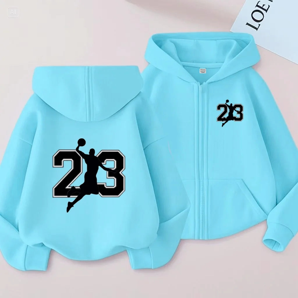 Sporty zip-up hoodies, fashionable casual jackets and warm tops for autumn and winter, suitable for boys and girls aged 3 to 12 years