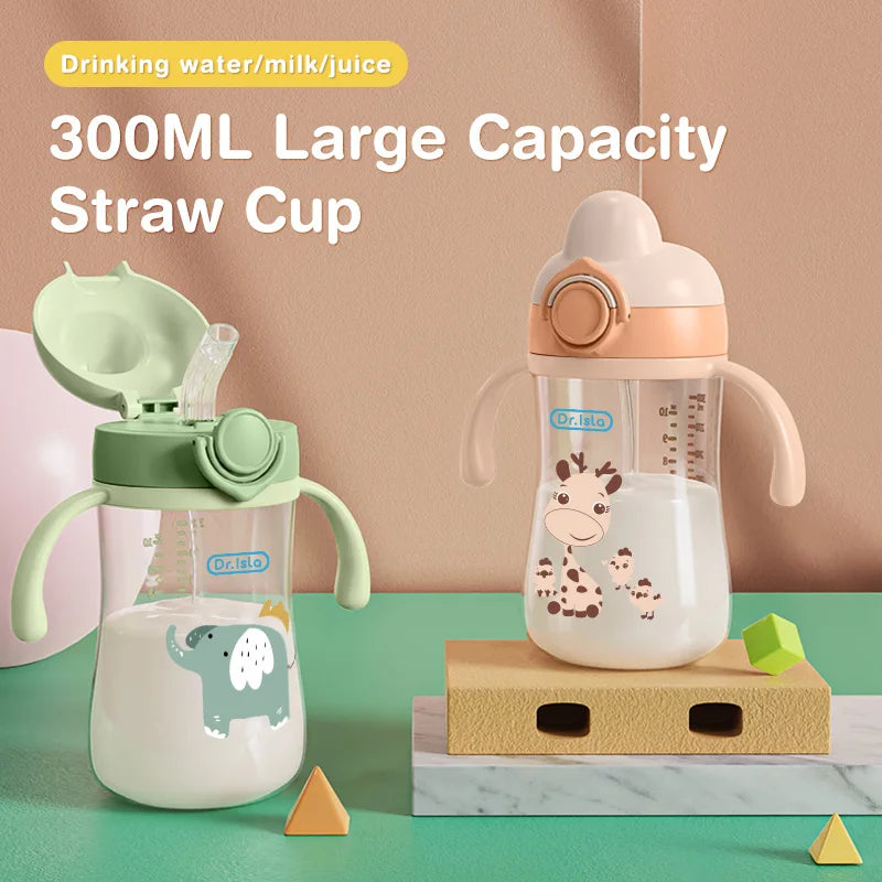 MAMIJOY 300ml biberons bébé tasse d'alimentation avec paille enfants apprendre alimentation bouteille à boire enfants formation tasses sans BPA