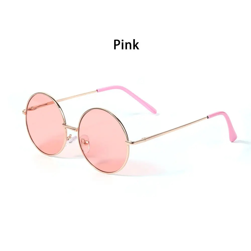 Lunettes de soleil à monture ronde rétro pour enfants, lunettes de protection UV400, verres noirs, roses, rouges, garçons, filles, enfants, mode, été, nouveau, 14mm