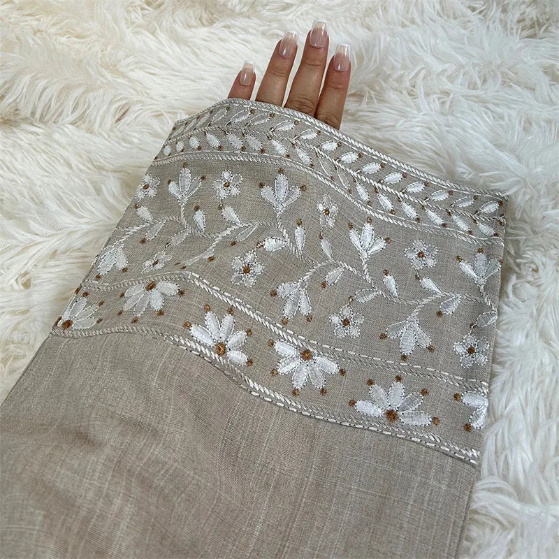 Abaya islamique brodé de fleurs pour femmes, Chic avec ceinture gratuite, Robes Maxi musulmanes de haute qualité, vêtements islamiques élégants Eid Ramadan