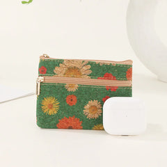 Porte-monnaie original en liège pour femme, mini portefeuille, petit sac, porte-monnaie avec double fermeture éclair, sac d'argent, carte, clé, rouge à lèvres, évaluation