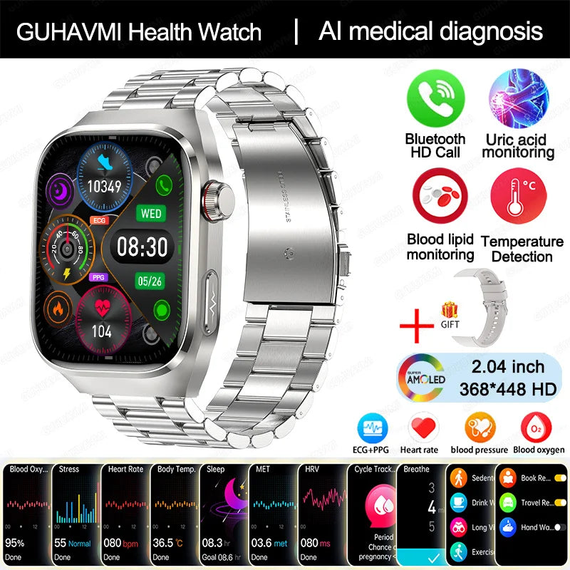 2025 nouvelle montre intelligente ECG femmes BT appel fréquence cardiaque lipides sanguins acide uricique moniteur de santé montres AI voix 650mAh sport Smartwatch