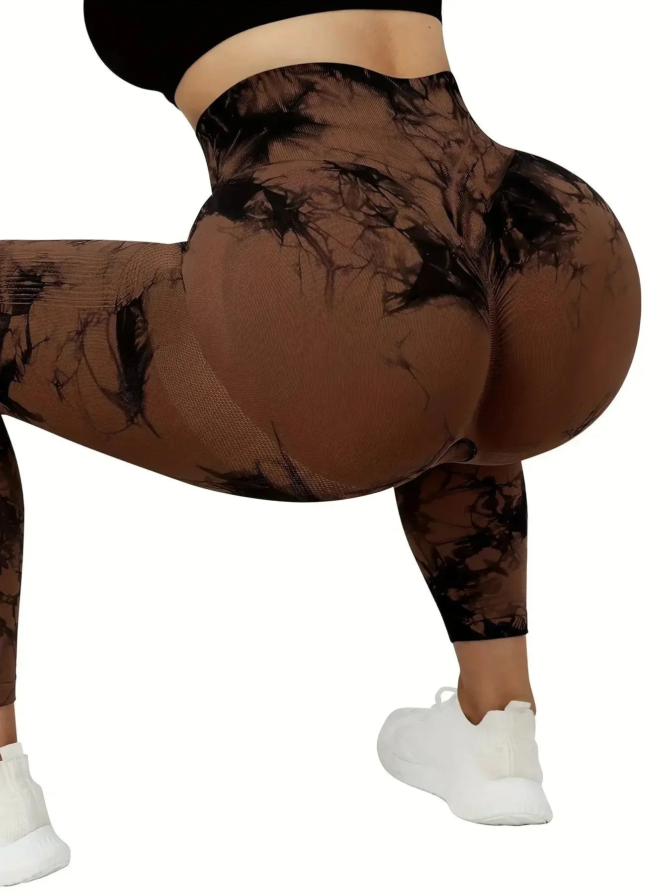 Women's stretch yoga pants, knot-dyed, seamless, peach-buttocks, high waist