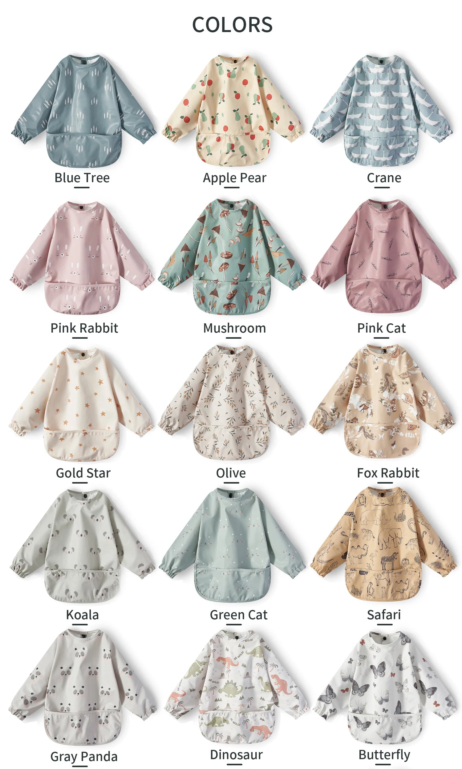 Nouveau bavoir bébé avec poche pour accessoires d'alimentation bavoirs pour enfants imperméable à manches longues bavoirs tabliers à manches longues