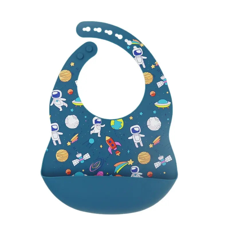 Nouveauté bavoirs en silicone pour bébé impression en silicone bavoir pour nouveau-né alimentation rot tissu avocat zoo tracteur impression vaisselle