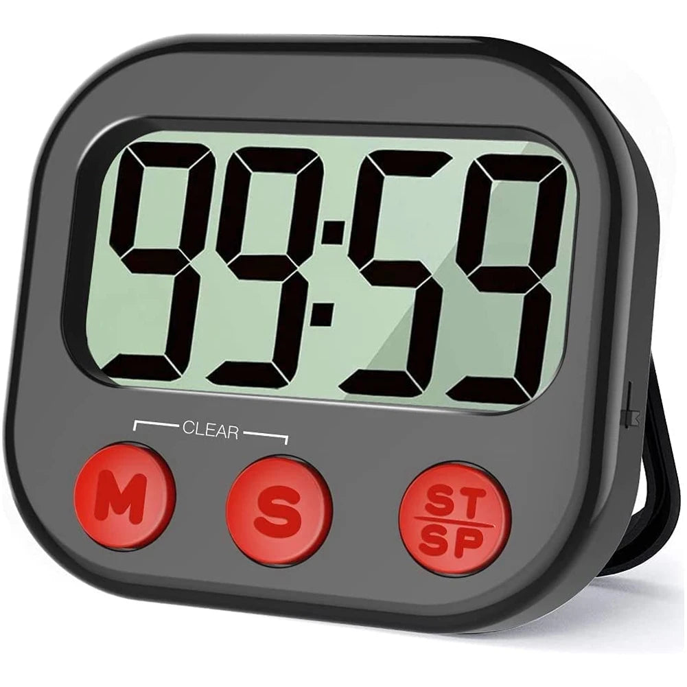 Minuterie de cuisine avec grand écran LCD, minuterie visuelle numérique, horloge magnétique, chronomètre, compte à rebours, cuisine