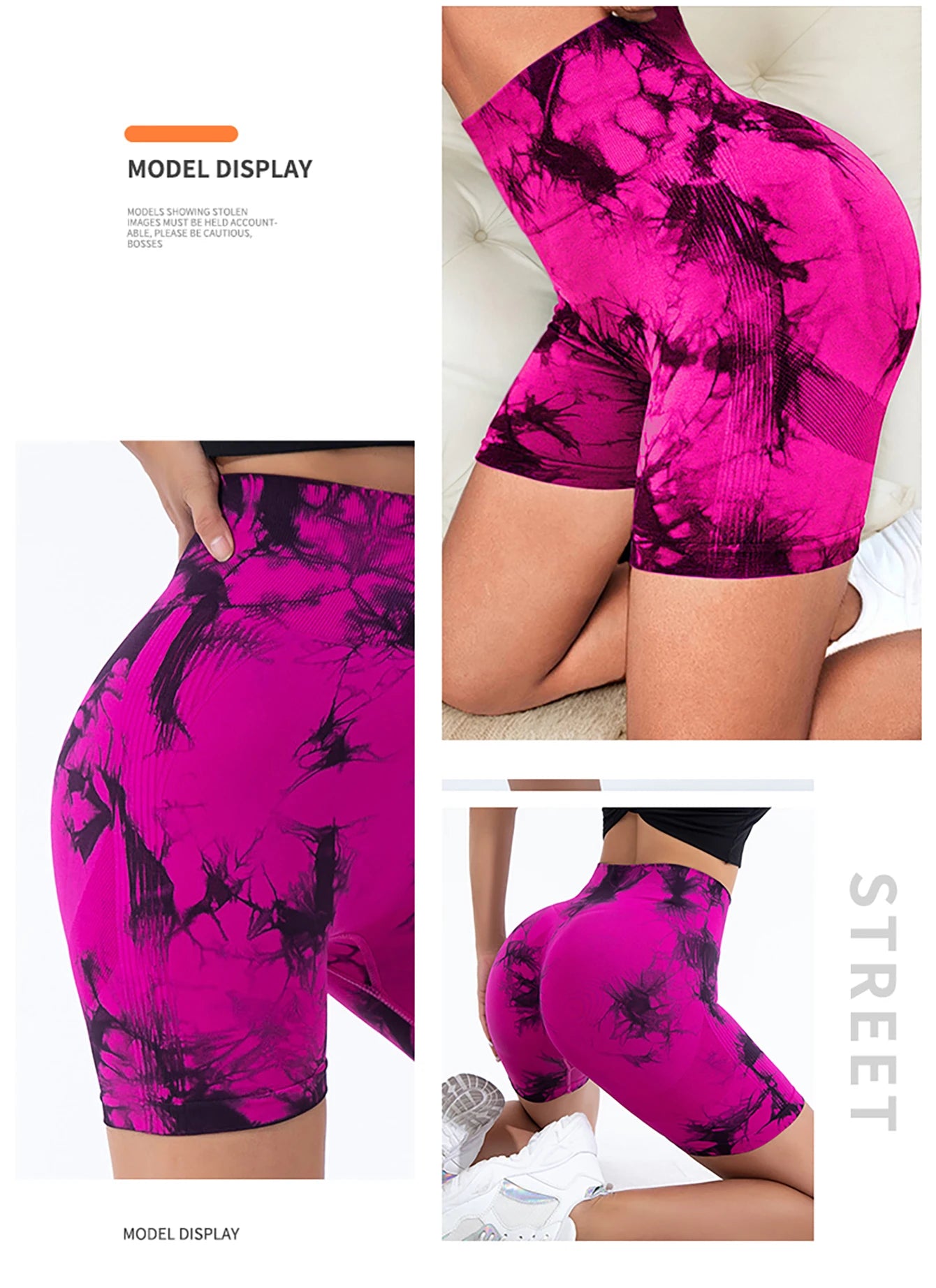 Pantalon de Fitness sans couture teint par nouage pour femmes, taille haute et levage, short serré de sport, course à pied, Sexy, pêche, Fitness, Yoga