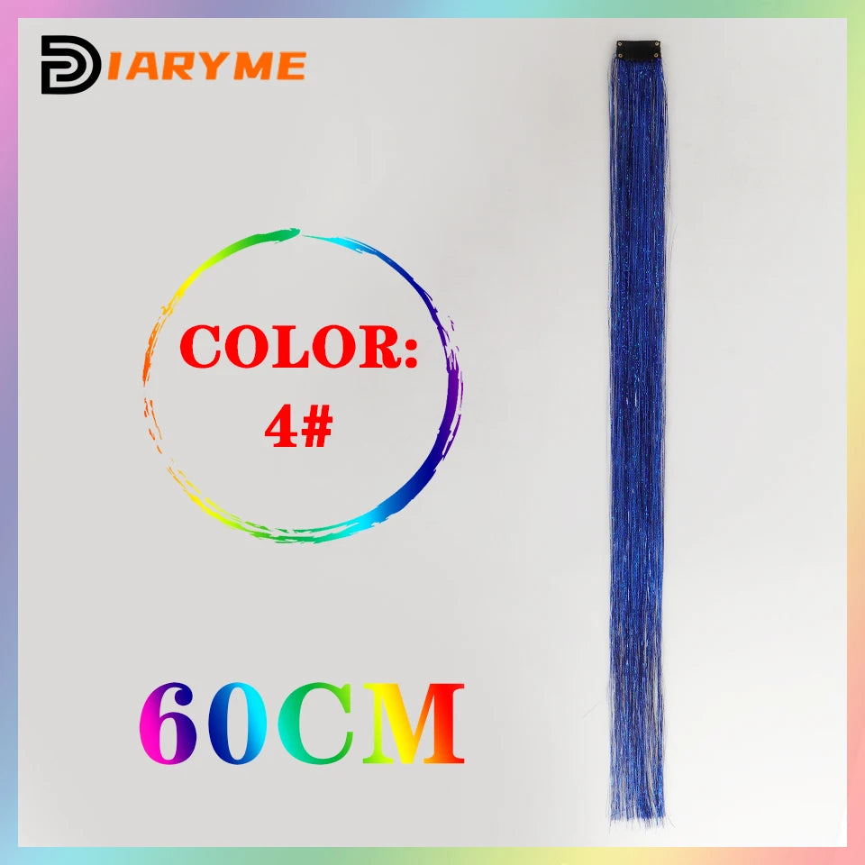 Colorful curly synthetic hair extensions for girls, long clip-in hairpiece, multicolored party strands, wig piece, for women and children