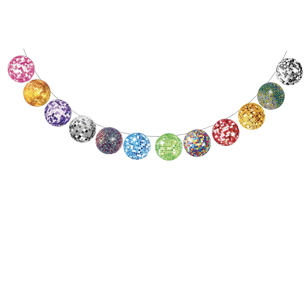 Bannière de fête sur le thème Chang, décor de tourbillons de confrontation, fête itude rétro des années 70, 80, 90, fête d'anniversaire, décoration en spirale de plafond
