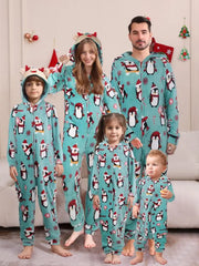 2025 hiver velours chaud doux pyjama famille vêtements de noël ensemble fermeture éclair à capuche combinaison épais ample une pièce costume Homewear Onesie