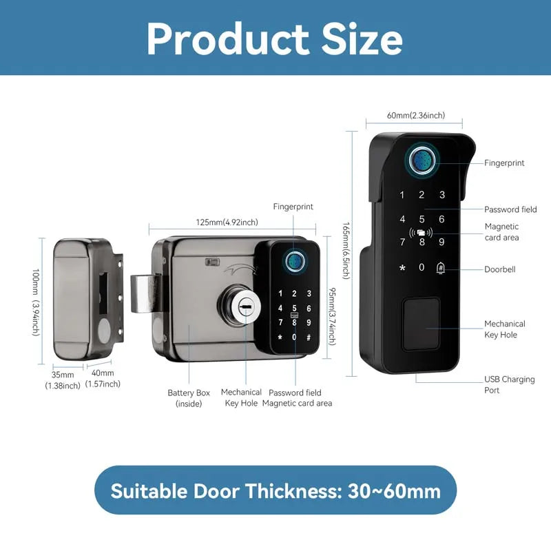 Tuya – serrure de porte intelligente étanche, empreinte digitale, télécommande de jardin extérieur, carte APP, Code numérique, serrure électronique à Double jante ﻿ ﻿