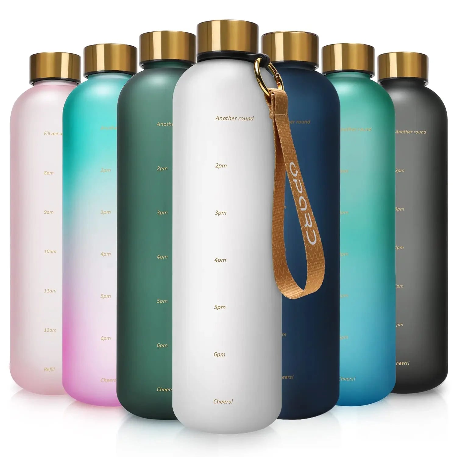 Nouveau 1L bouteille d'eau avec timbre de temps sans BPA réutilisable Fitness Sports voyage en plein air étanche tasse d'eau bouilloire givrée