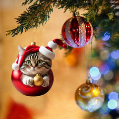 Modern Christmas decoration for home, car pendant, Christmas tree ornament, funny 2D acrylic cat ornament